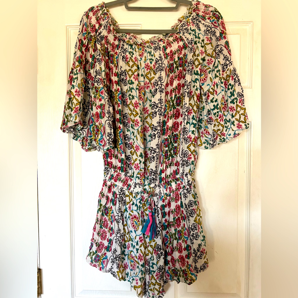 Nwt Msrp $84 Raga Sydney Pom-Pom Romper In Floral Print - Size Large